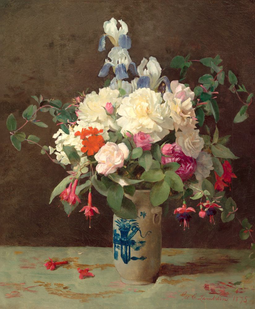 Vase of Flowers, George Cochran Lambdin, 1875 Boxed Canvas