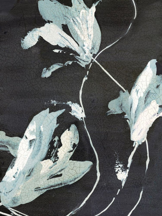 Blue Flower with Chalk Background II on Boxed Canvas