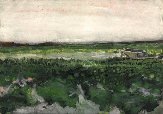 Landscape with Wheelbarrow, 1883, Vincent van Gogh Boxed Canvas