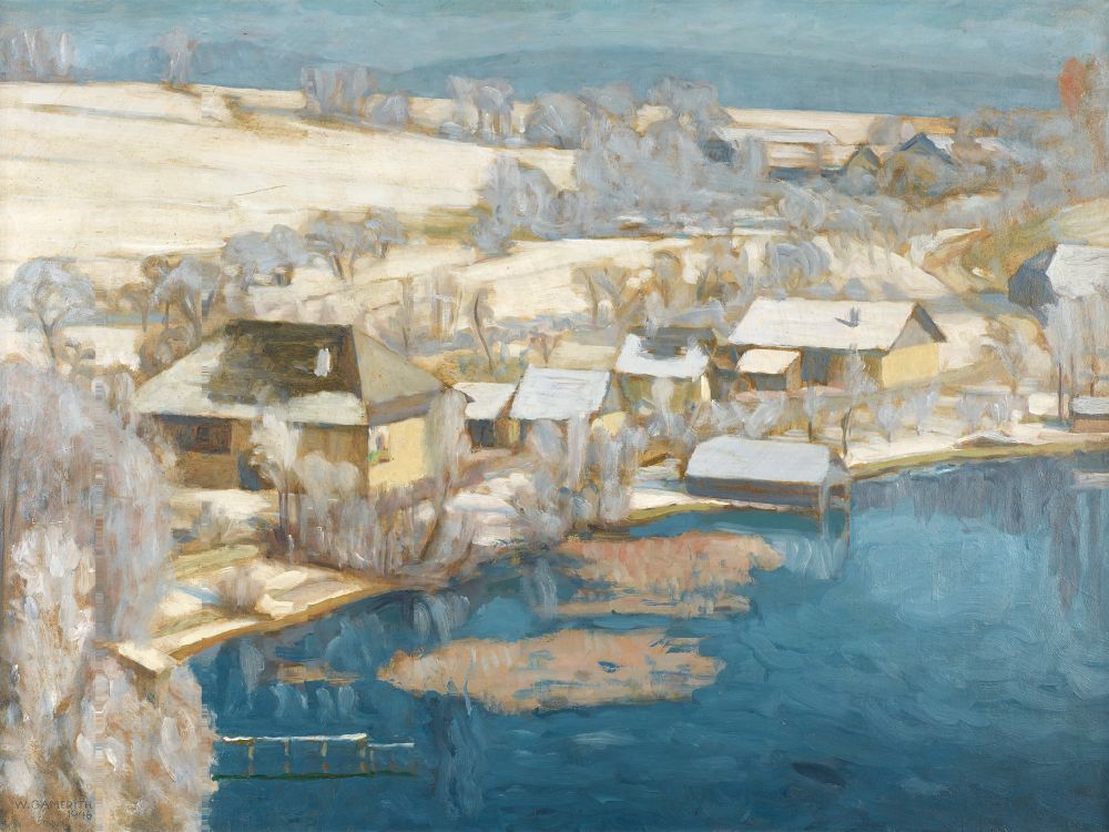 Unterbuchberg in Winter, Walther Gamerith, 1946 Boxed Canvas