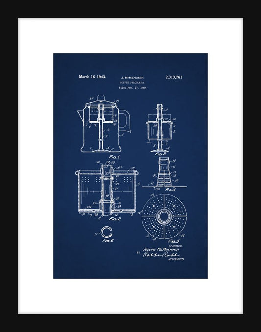 Coffee Percolator Patent I - Blue Small