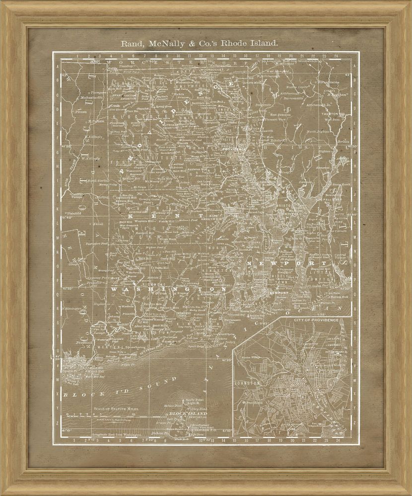 Map of Rhode Island in Khaki reverse