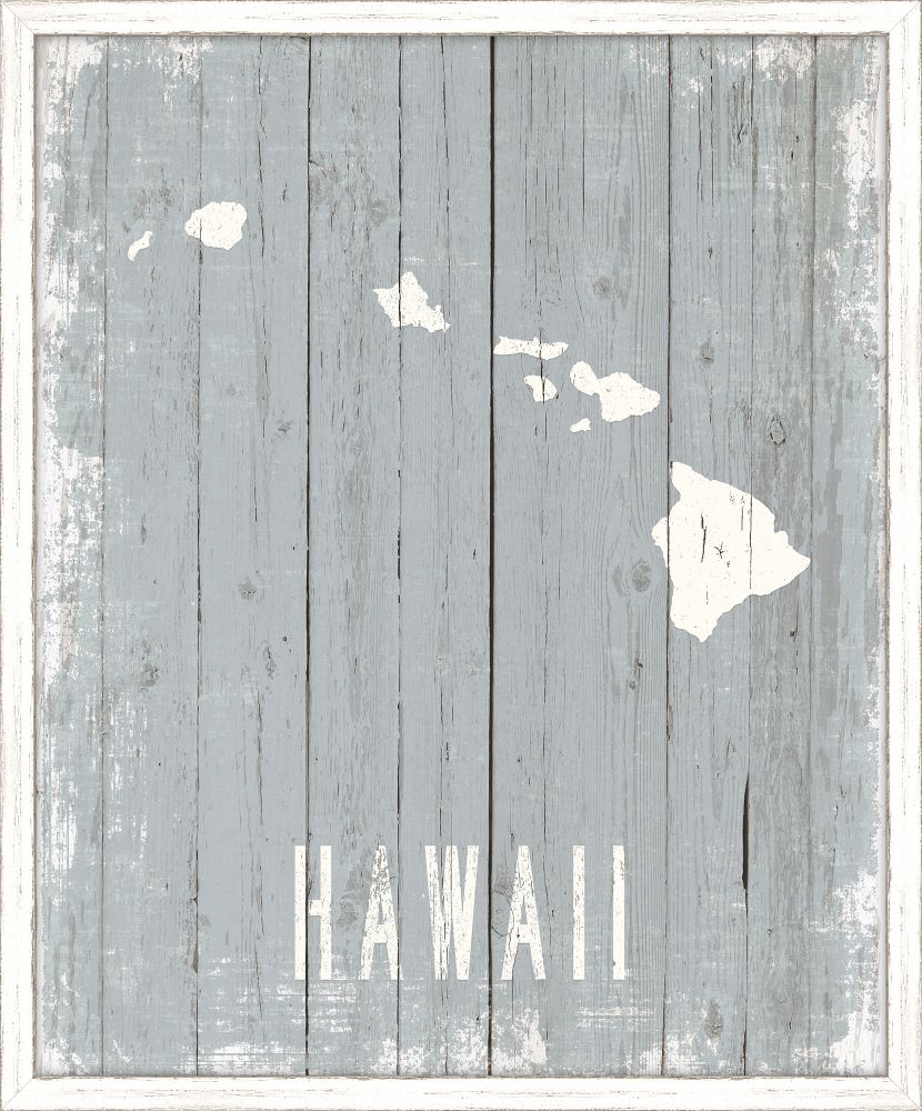 Hawaii on Blue Wood