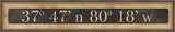 The Greenbrier, WV Coordinates Sign