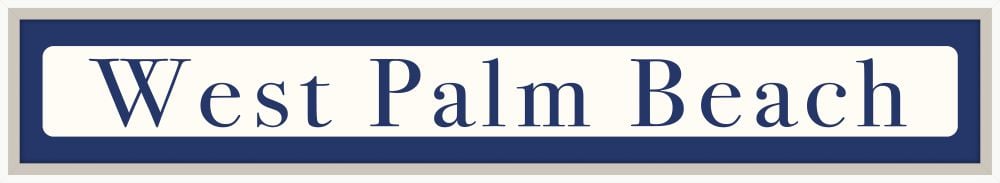 West Palm Beach Sign - Navy on White (White Stem)
