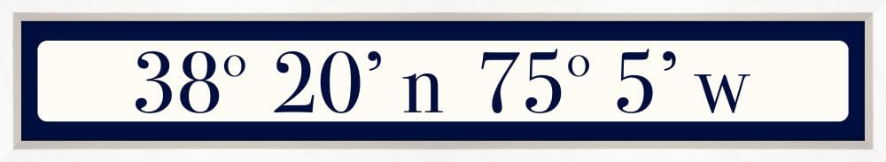 Ocean City Coordinates Sign - Navy