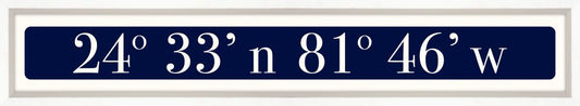 Key West Coordinates Sign - Navy Reverse