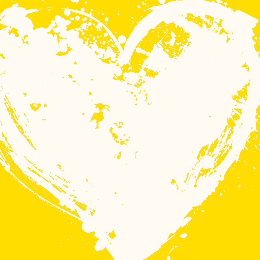 Inside Out Heart Running Off The Page In Yellow