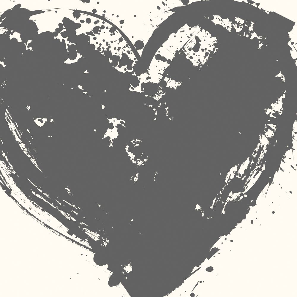 Heart Running Off The Page In Gray