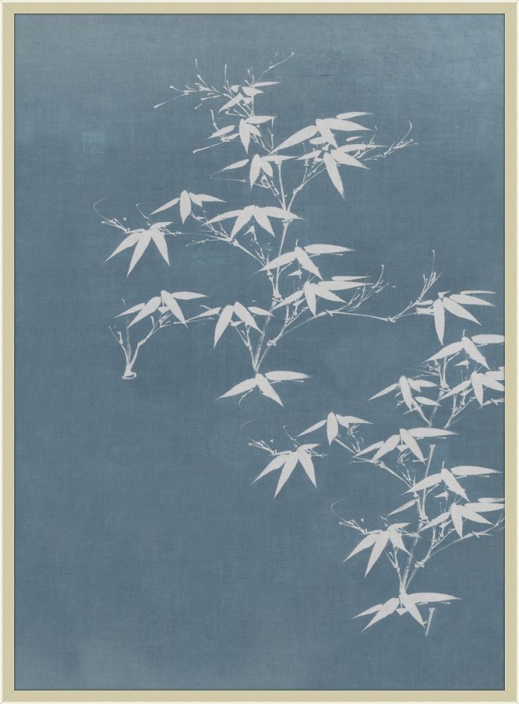 Asian leaves Silhouettes Stillwater Blue II