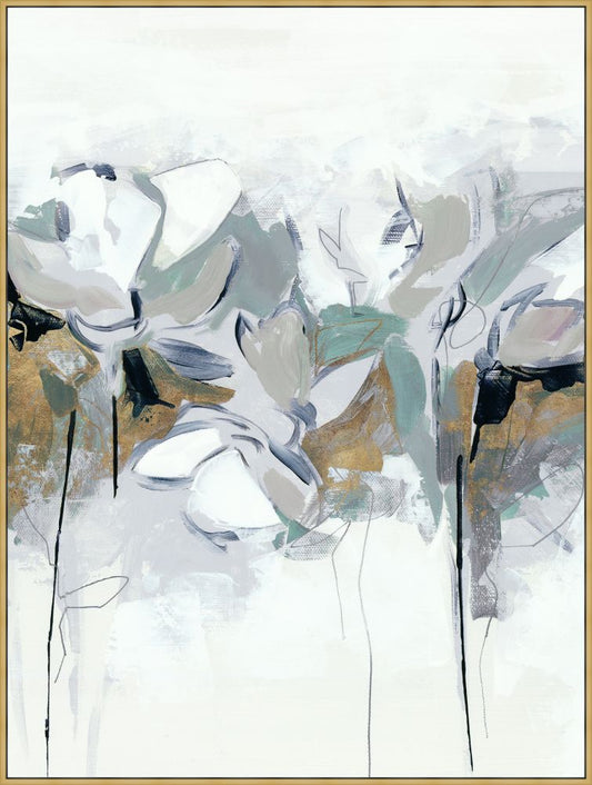 Blue Abstract Florals II on Canvas