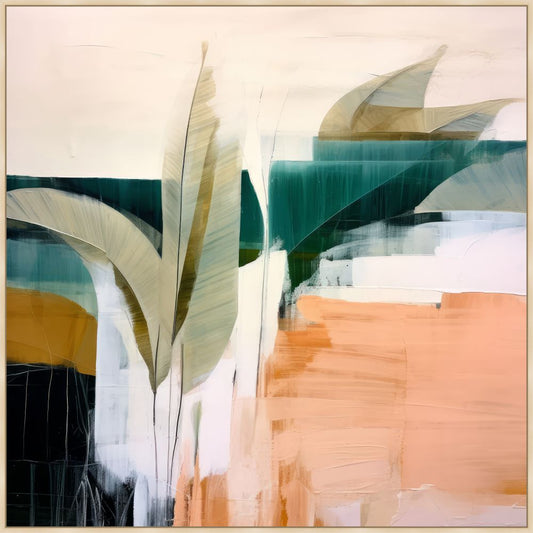 Green Orange Forms III on Canvas