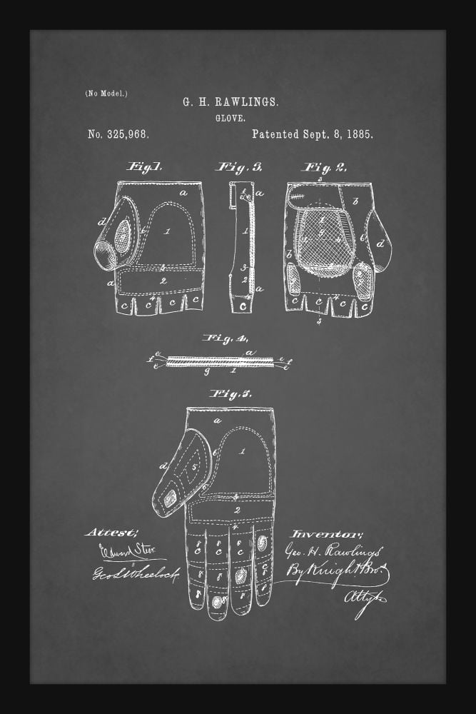 Baseball Glove Patent - Grey