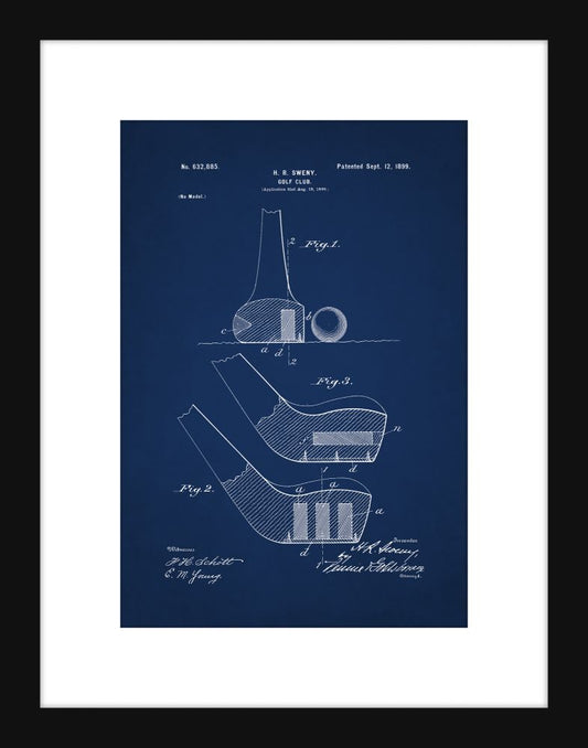 Golf Club Patent - Blue Small