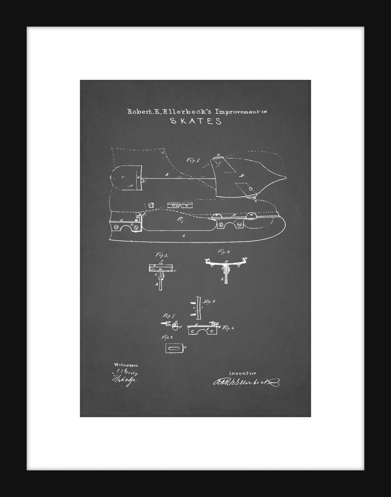 Ice Skate Patent - Grey Small