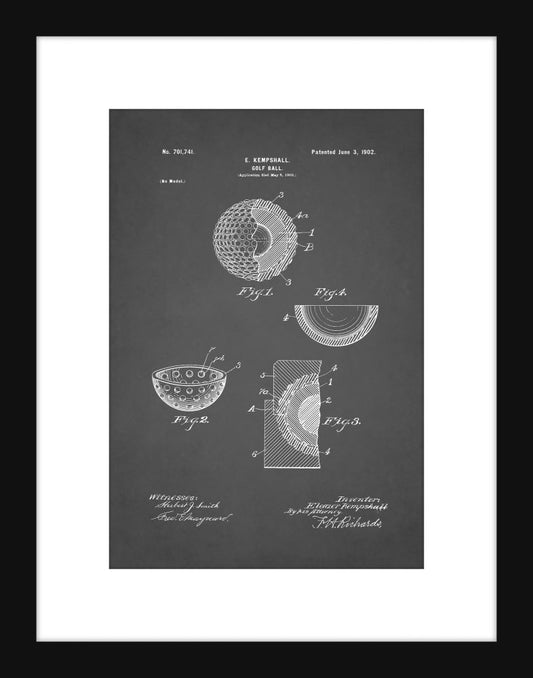 Golf Ball Patent - Grey Small