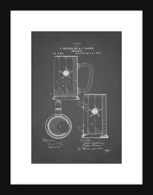 Beer Mug Patent - Grey Small