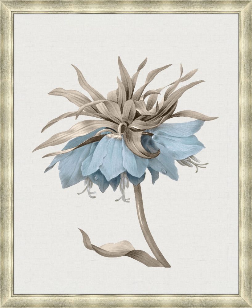 Taupe and Blue Flower I Grande