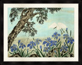 Crane and Irises