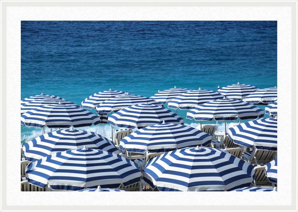 Blue Umbrellas on the Beach