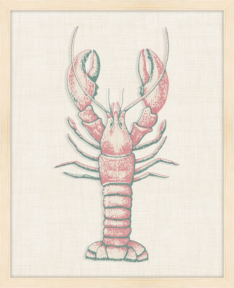 Lobster in Pink on White Linen