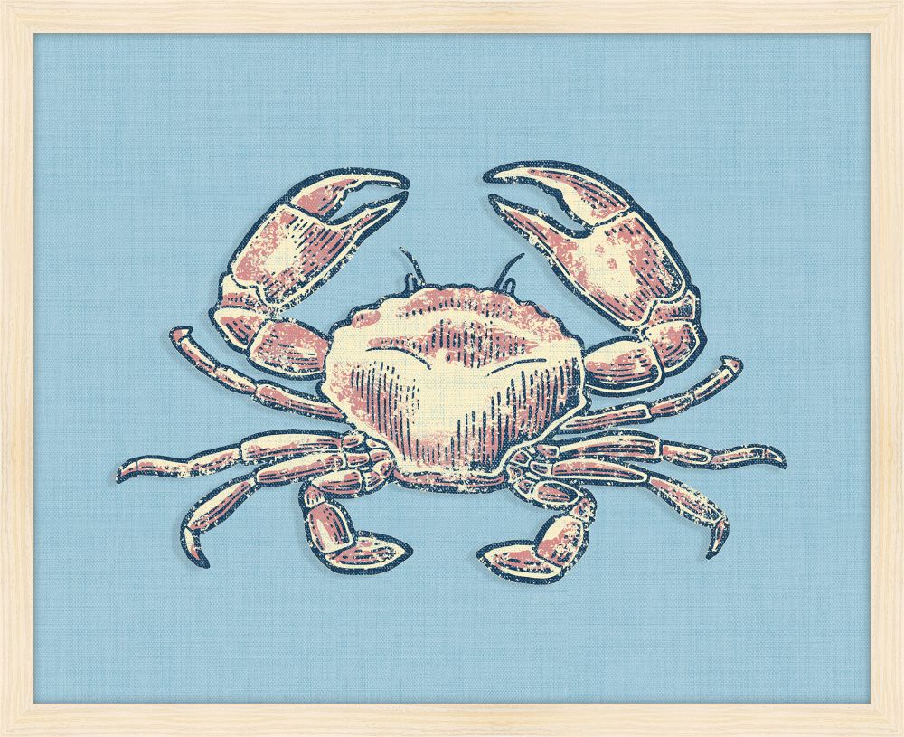 Crab on Blue Linen