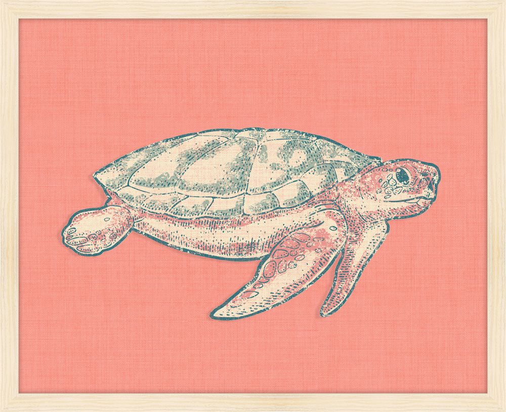 Turtle on Coral Linen