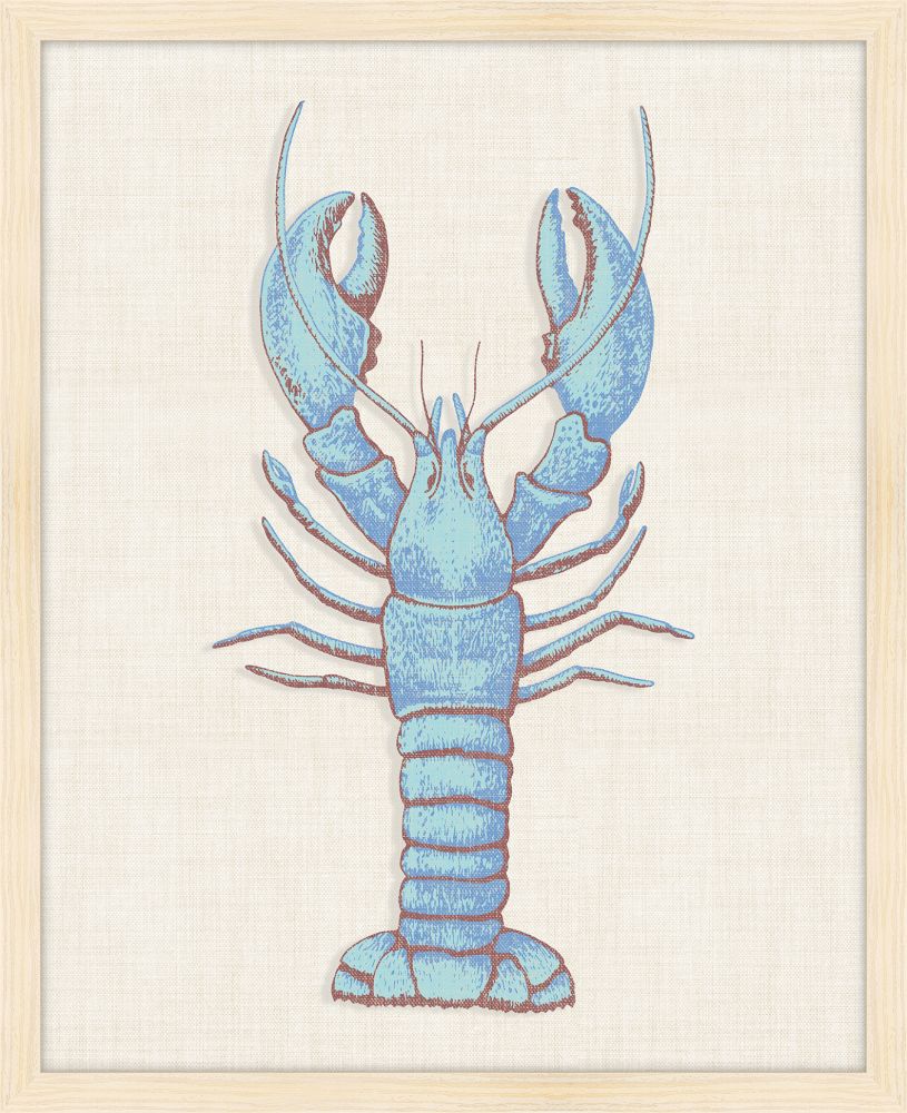 Blue & Brown Lobster on White Linen