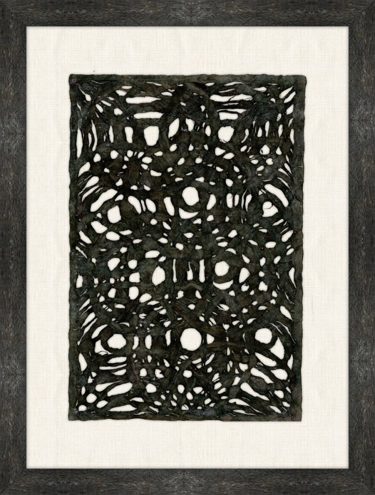 Amate Bark Black Circles on Oyster Linen