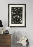 Amate Bark Black Circles on Oyster Linen