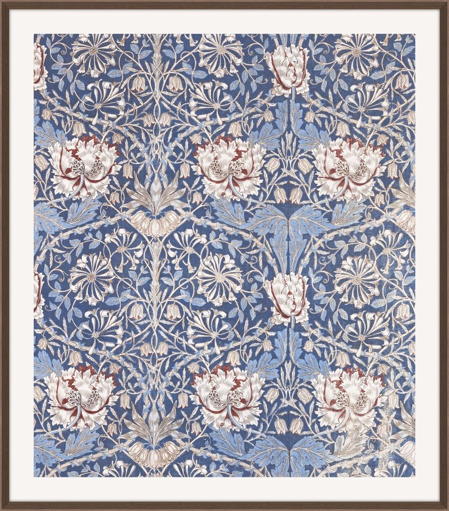 William Morris Honeysuckle in Blue and Beige