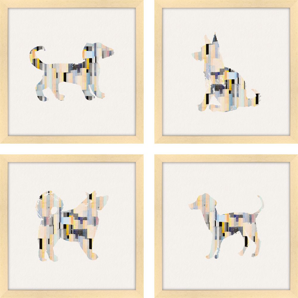 Patterned Pups Blue - Set of 4