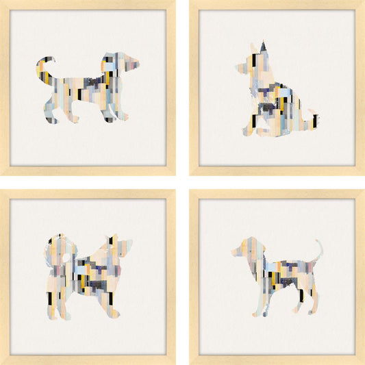 Patterned Pups Blue - Set of 4