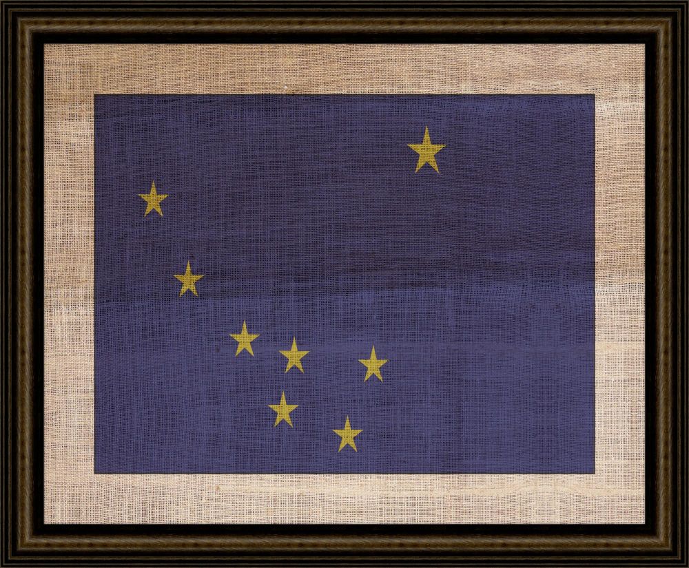 Alaska State Flag on Antique Burlap