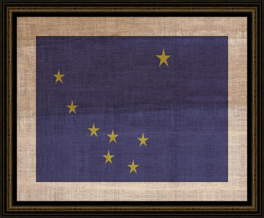 Alaska State Flag on Antique Burlap