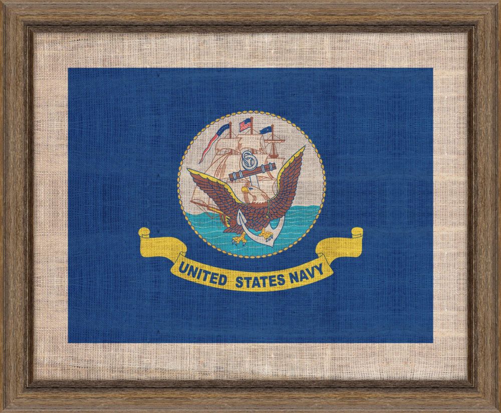 Navy Flag on Distressed Linen