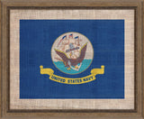 Navy Flag on Distressed Linen
