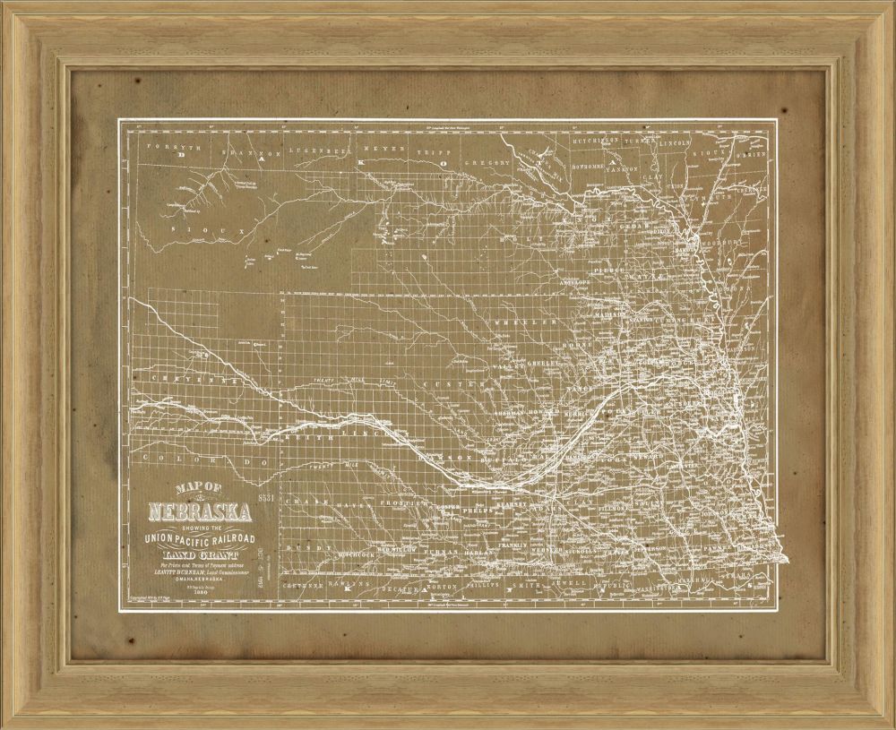 MAP OF NEBRASKA IN KHAKI REVERSE